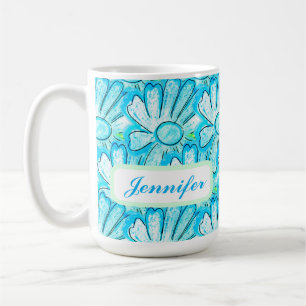 Pretty Blue Flower Art  Coffee Mug