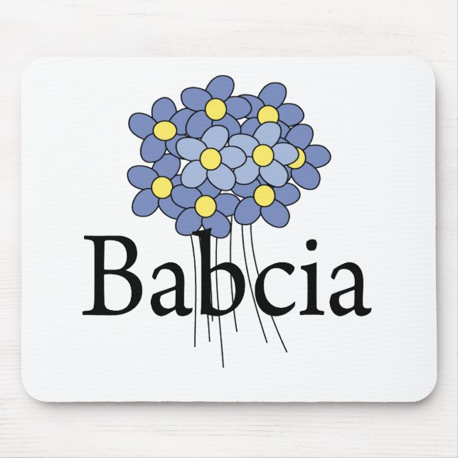 Pretty Blue Flower Babcia T-shirt Mouse Pad (Front)