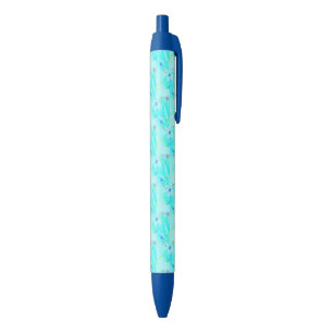 Pretty Blue Flower  Black Ink Pen