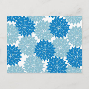 Pretty Blue Flower Blossoms Floral Pattern Print Postcard