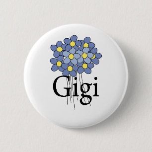 Pretty Blue Flower Gigi T-shirt 6 Cm Round Badge