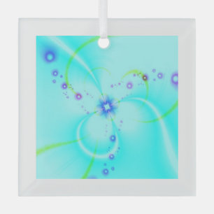 Pretty Blue Flower Glass Tree Decoration