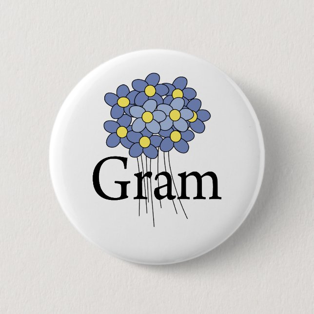 Pretty Blue Flower Gram T-shirt 6 Cm Round Badge (Front)