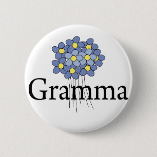 Pretty Blue Flower Gramma T-shirt 6 Cm Round Badge