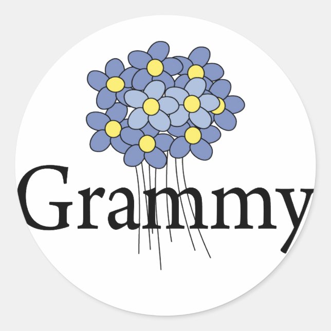 Pretty Blue Flower Grammy T-shirt Classic Round Sticker (Front)