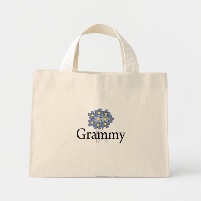Pretty Blue Flower Grammy T-shirt Mini Tote Bag (Front)