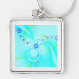 Pretty Blue Flower Key Ring