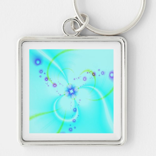 Pretty Blue Flower  Key Ring (Front)