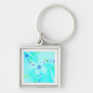 Pretty Blue Flower  Key Ring