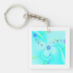 Pretty Blue Flower Key Ring