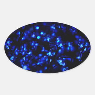 Pretty Blue Flower Lights Oval Sticker