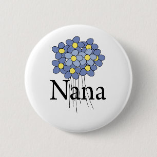Pretty Blue Flower Nana T-shirt 6 Cm Round Badge