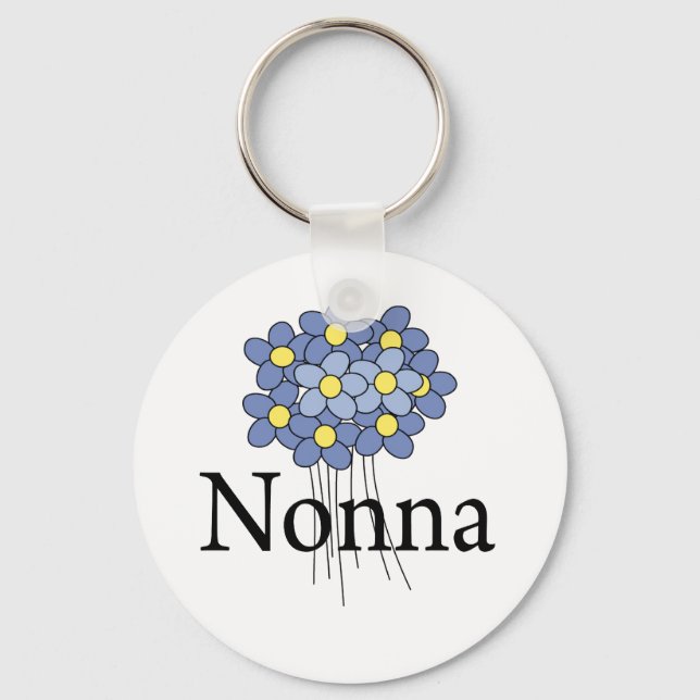 Pretty Blue Flower Nonna T-shirt Key Ring (Front)