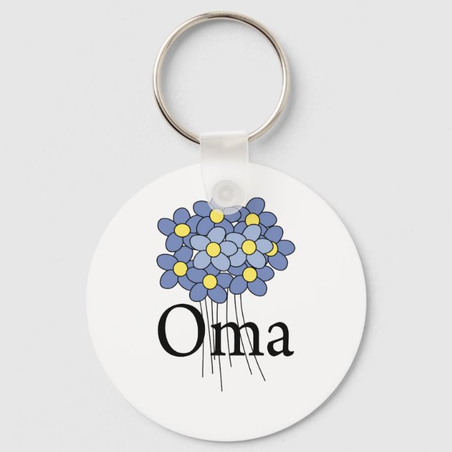 Pretty Blue Flower Oma T-shirt Key Ring (Front)