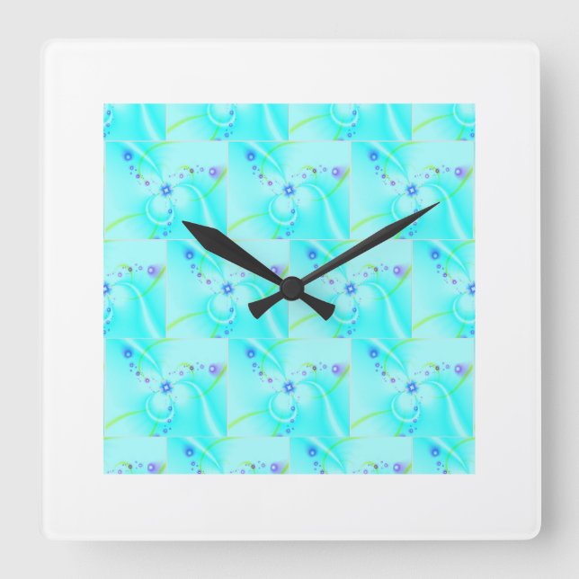 Pretty Blue Flower  Square Wall Clock (Front)