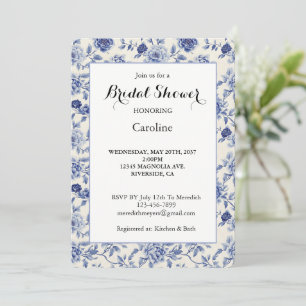 Pretty Blue Flowers Bridal Shower Invitation
