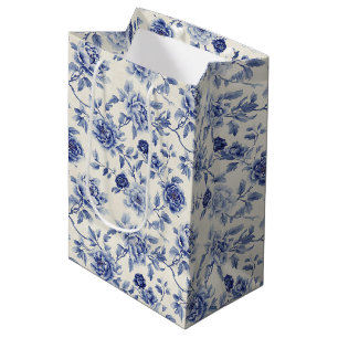 Pretty Blue Flowers Bridal Shower Medium Gift Bag