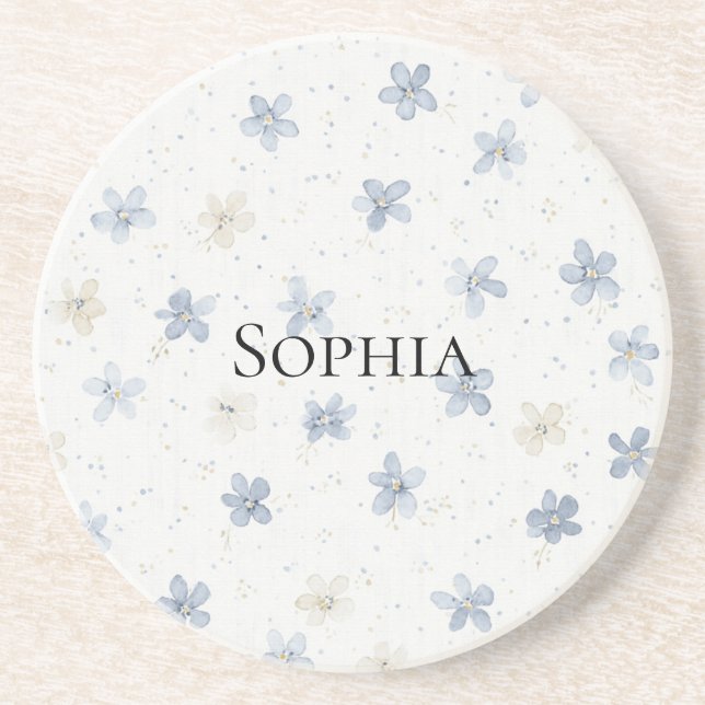 Pretty Blue Flowers Coaster (Front)