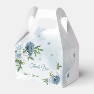 pretty blue flowers greenery favour box
