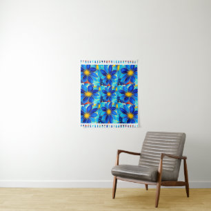 Pretty Blue Flowers Pattern Tapestry