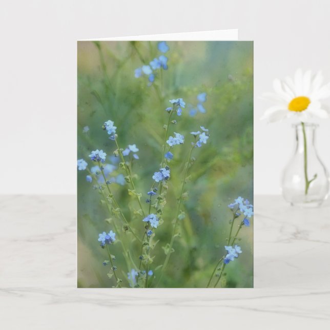 Pretty Blue Flowers Wildflower Art Note Card (Small Plant)
