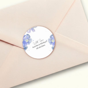 Pretty Blue Forget-Me Not Wedding Classic Round Sticker