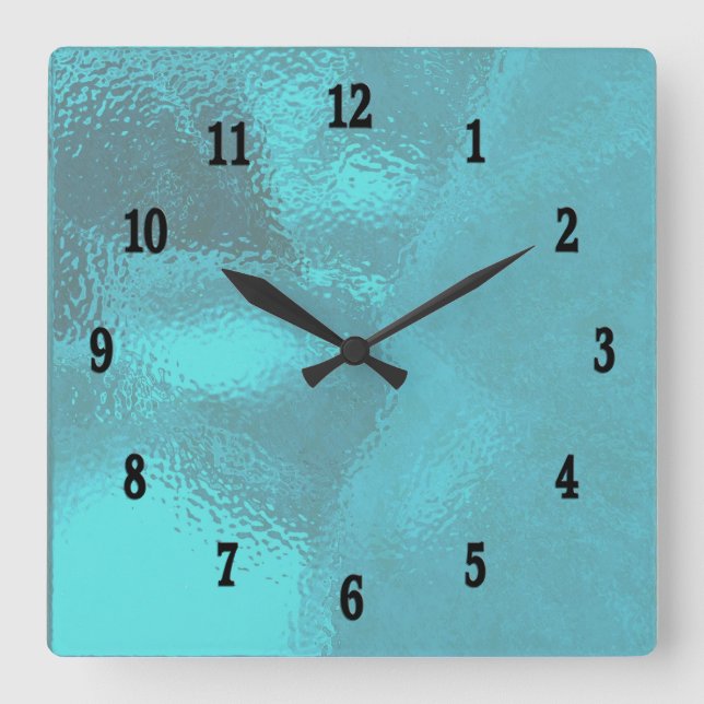 Pretty Blue Glass Design Wall Clock (Front)