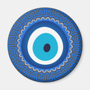 Pretty Blue Greek Mandala Nazar Evil Eye Amulet Magnet