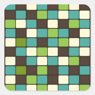 Pretty Blue Green Brown Cream Mosaic Tile Pattern Square Sticker