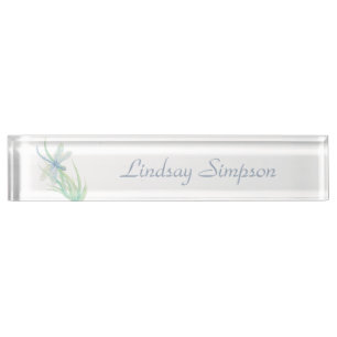 Pretty Blue Green Dragonfly Custom Name Art Nameplate