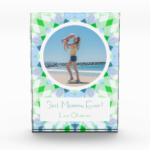Pretty Blue Green Mother’s Day Best Mum Mummy Gift Photo Block