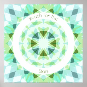 Pretty Blue Green Reach for the Stars Motivational Poster