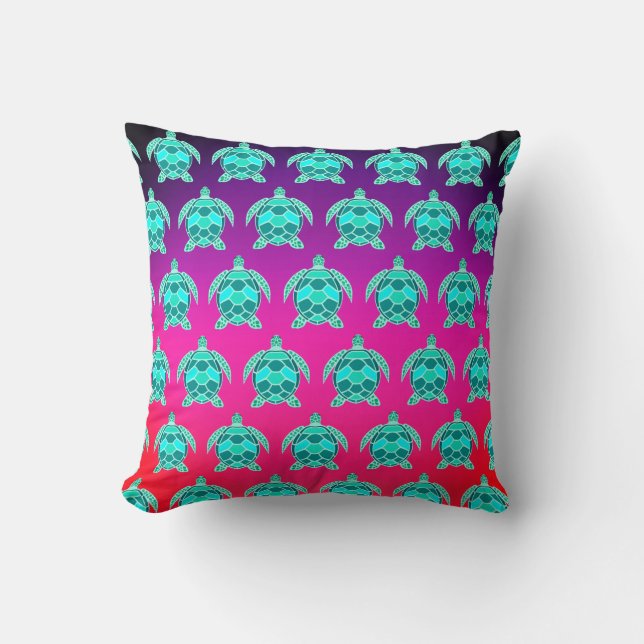 Pretty Blue green turquoise teal turtles pattern  Cushion (Front)