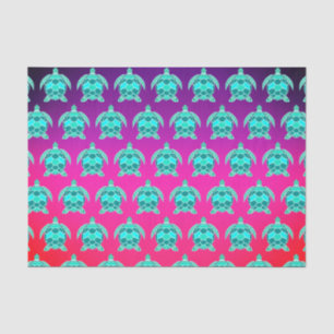 Pretty Blue green turquoise teal turtles pattern Tissue Paper