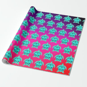 Pretty Blue green turquoise teal turtles pattern  Wrapping Paper