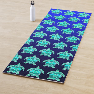 Pretty Blue green turquoise teal turtles pattern Yoga Mat