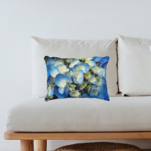 Pretty Blue Hydrangea Floral Decorative Cushion