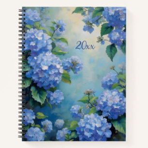 Pretty Blue Hydrangeas Oil Painting Style Diary or Notebook