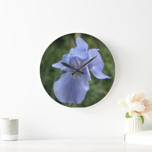 Pretty Blue Iris Floral  Large Clock