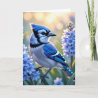 Pretty Blue Jay and Lilacs | Happy Birthday