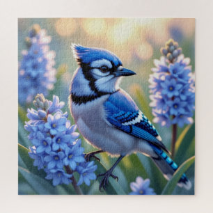 Pretty Blue Jay and Lilacs Jigsaw Puzzle