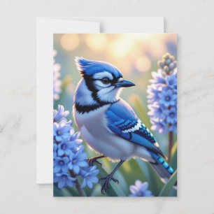 Pretty Blue Jay and Lilacs Just Saying Hi Postcard