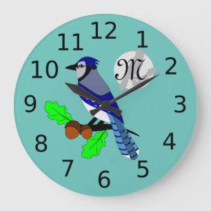 Pretty Blue Jay Bird Large Clock