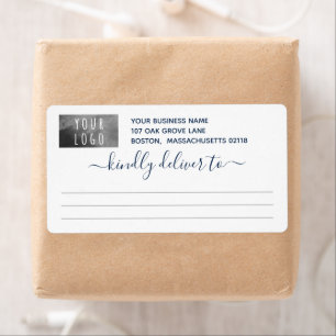Pretty Blue Kindly Deliver To Logo Shipping Label