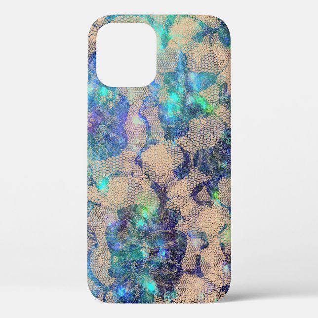 Pretty Blue Lace Roses Case-Mate iPhone Case (Back)