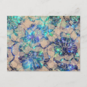 Pretty Blue Lace Roses Postcard