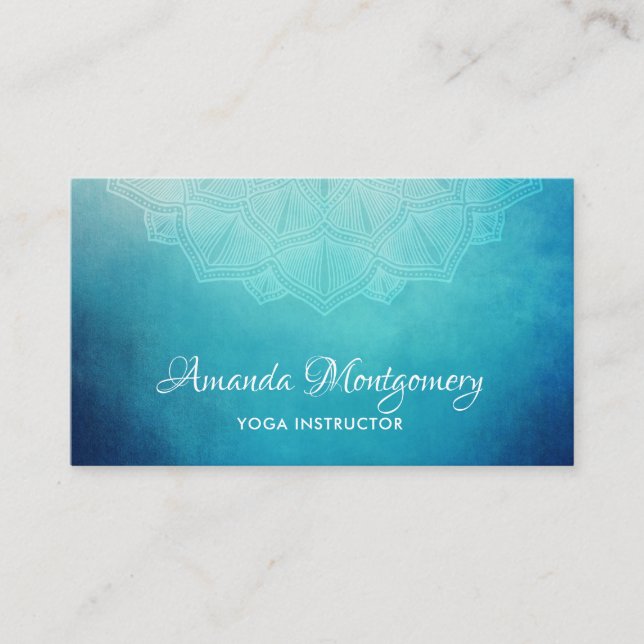 Pretty Blue Mandala Abstract Business Card (Front)
