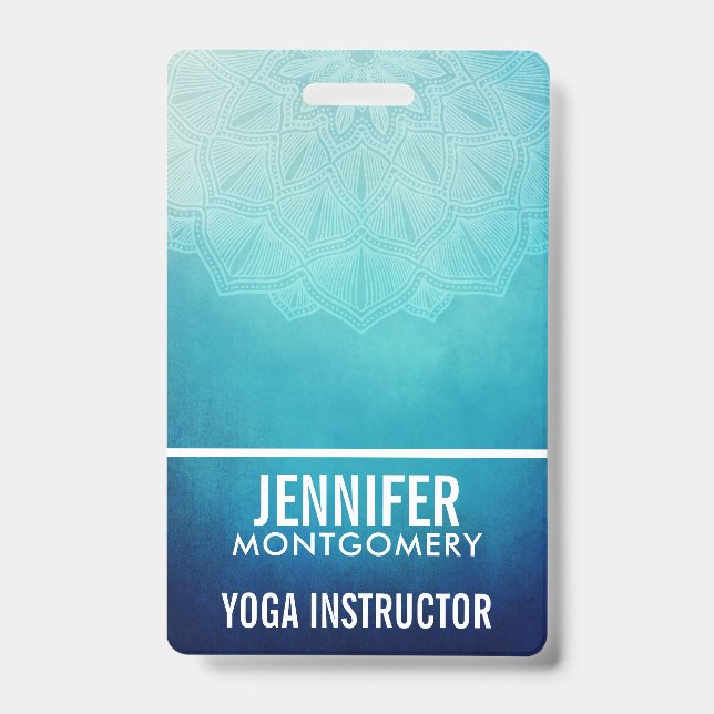 Pretty Blue Mandala Abstract ID Badge (Front)