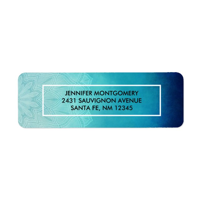 Pretty Blue Mandala Abstract Return Address Label (Front)