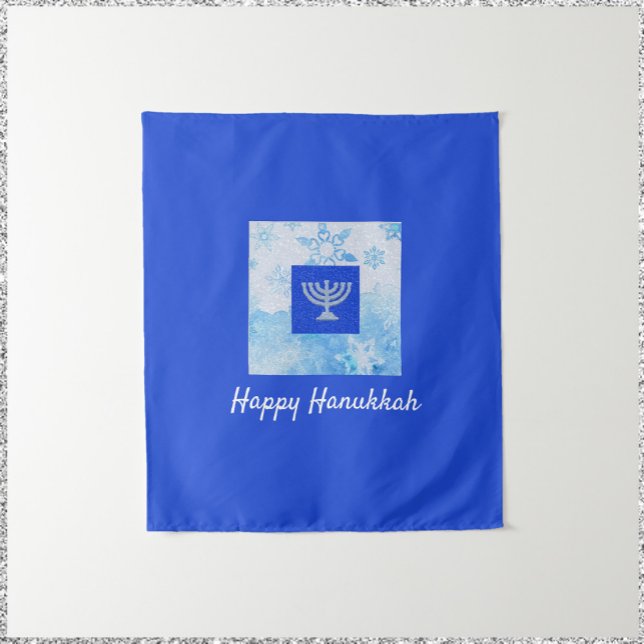 Pretty Blue Menorah Hanukkah Tapestry (Creator Uploaded)